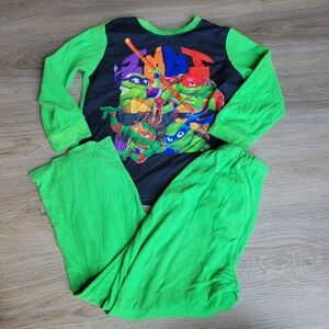 Nickelodeon Pajamas Boys Size 8 Green TMNT Ninja Turtles Fleece 2pc Sleep Set
